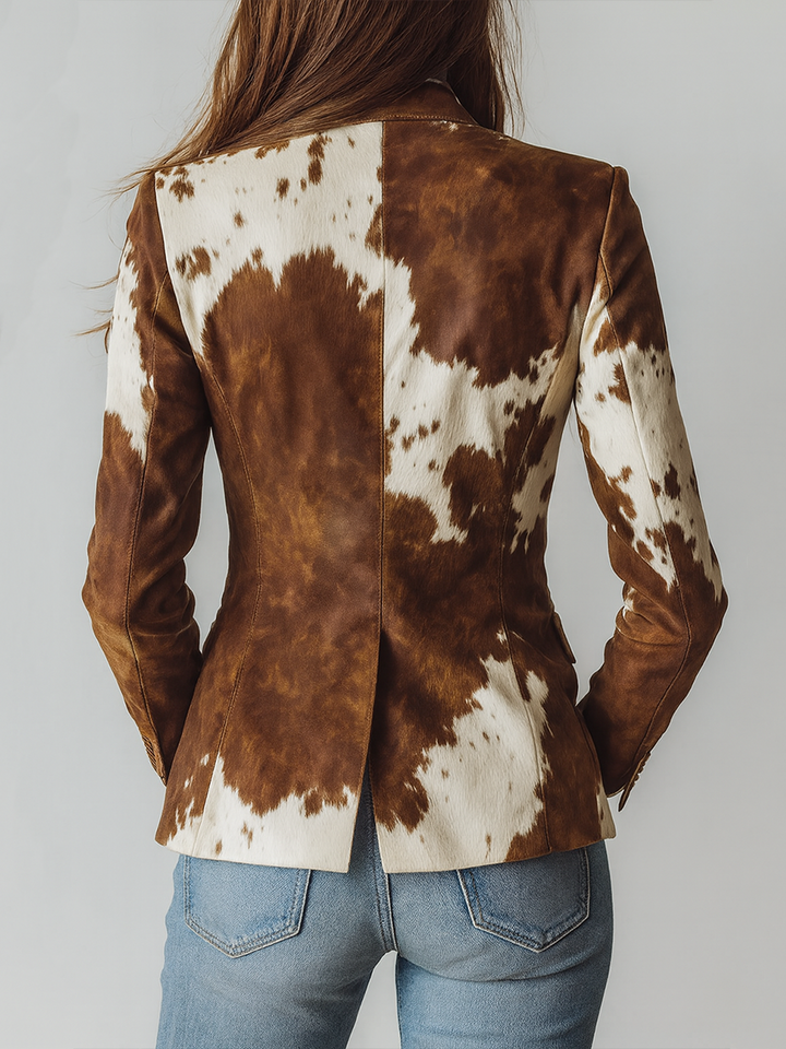 Agathe | Vintage Blazer Geprint Koe Eco-Verantwoord