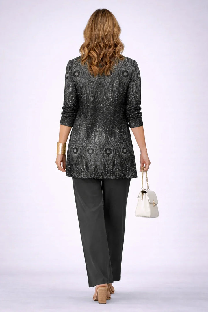 Vera | Zwart & Zilver Paisley Drie-Delige Set