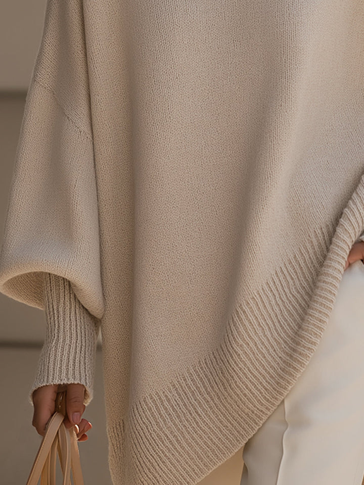 Jennifer | Oversized Trui met Drapering en Wijde Hals