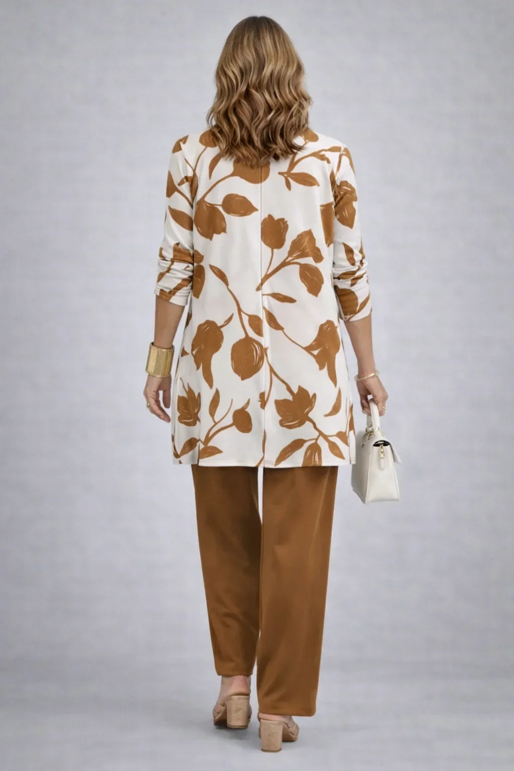 Henrietta | Caramel Bladprint Drie-Delige Set