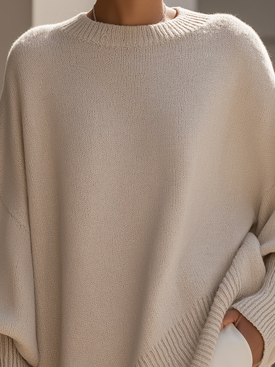 Jennifer | Oversized Trui met Drapering en Wijde Hals