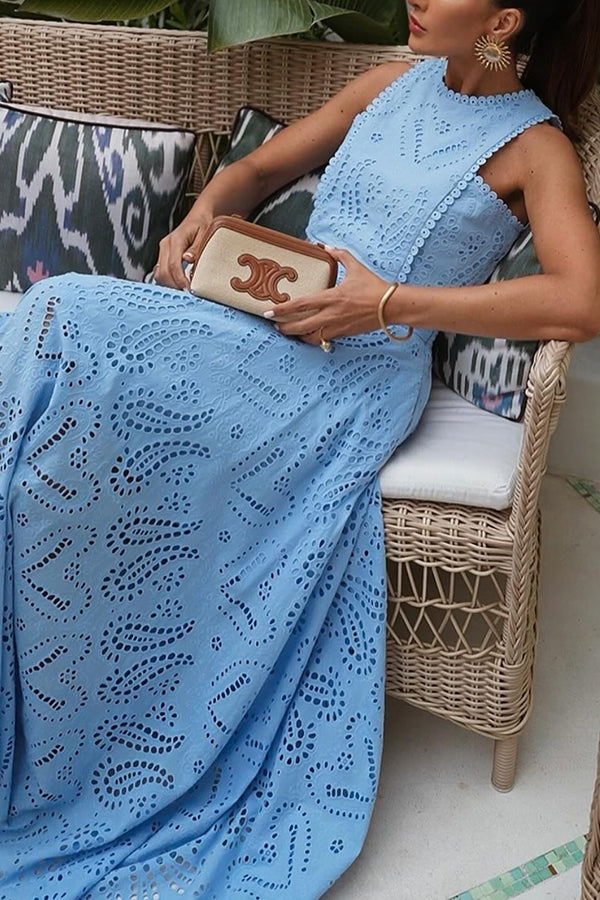 Larissa™ Geborduurd Top & Hoge Taille Maxi Rok Set | Elegante Twee-Delige Outfit