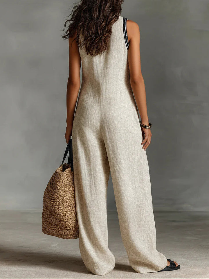 Minimalistische opstaande kraag rits mouwloze jumpsuit