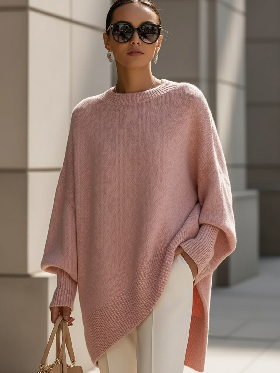 Jennifer | Oversized Trui met Drapering en Wijde Hals