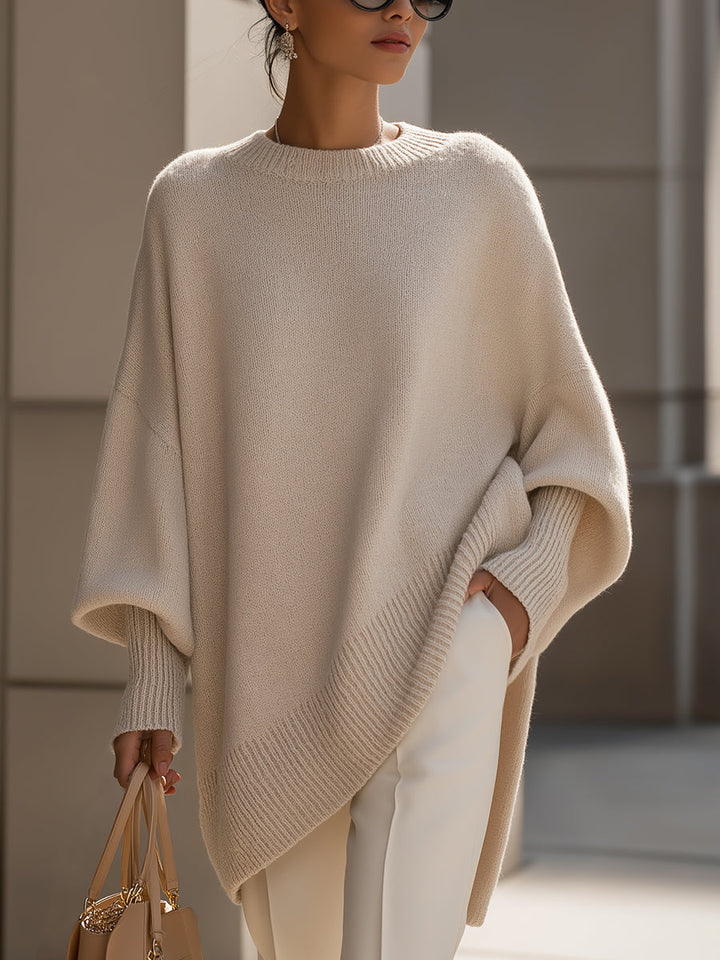 Jennifer | Oversized Trui met Drapering en Wijde Hals