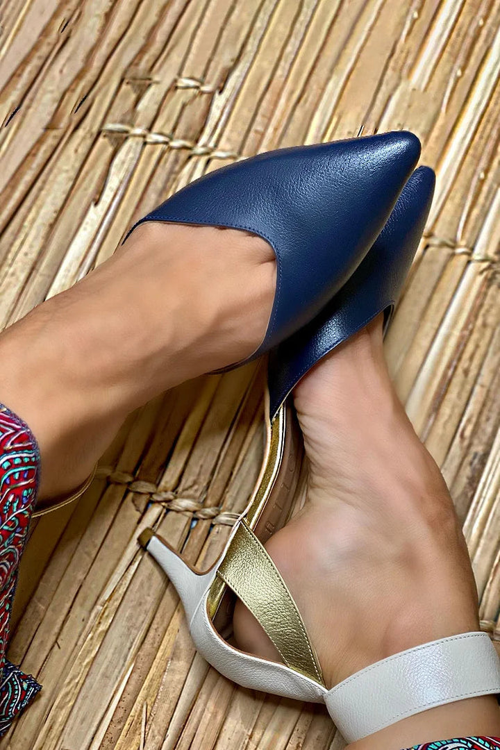 BICOLORE SLINGBACK MET ELEGANTE HAK