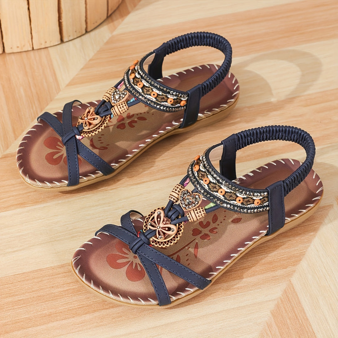 Soléa | Platte Boheemse Sandalen met Versieringen