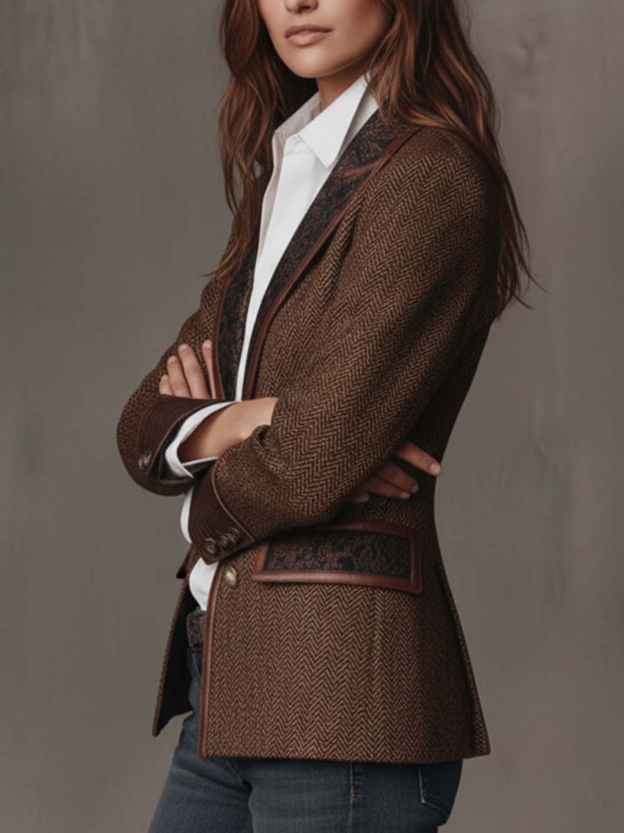 Gisèle | Blazer met Geprinte Chevron-inzetten