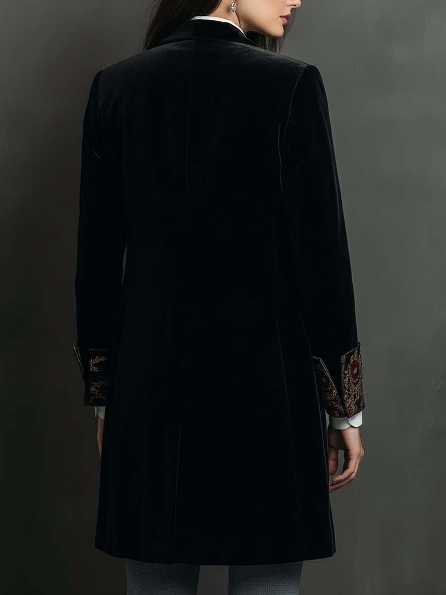 Léontine | Slim Fit Geprinte Barok Zwarte Blazer