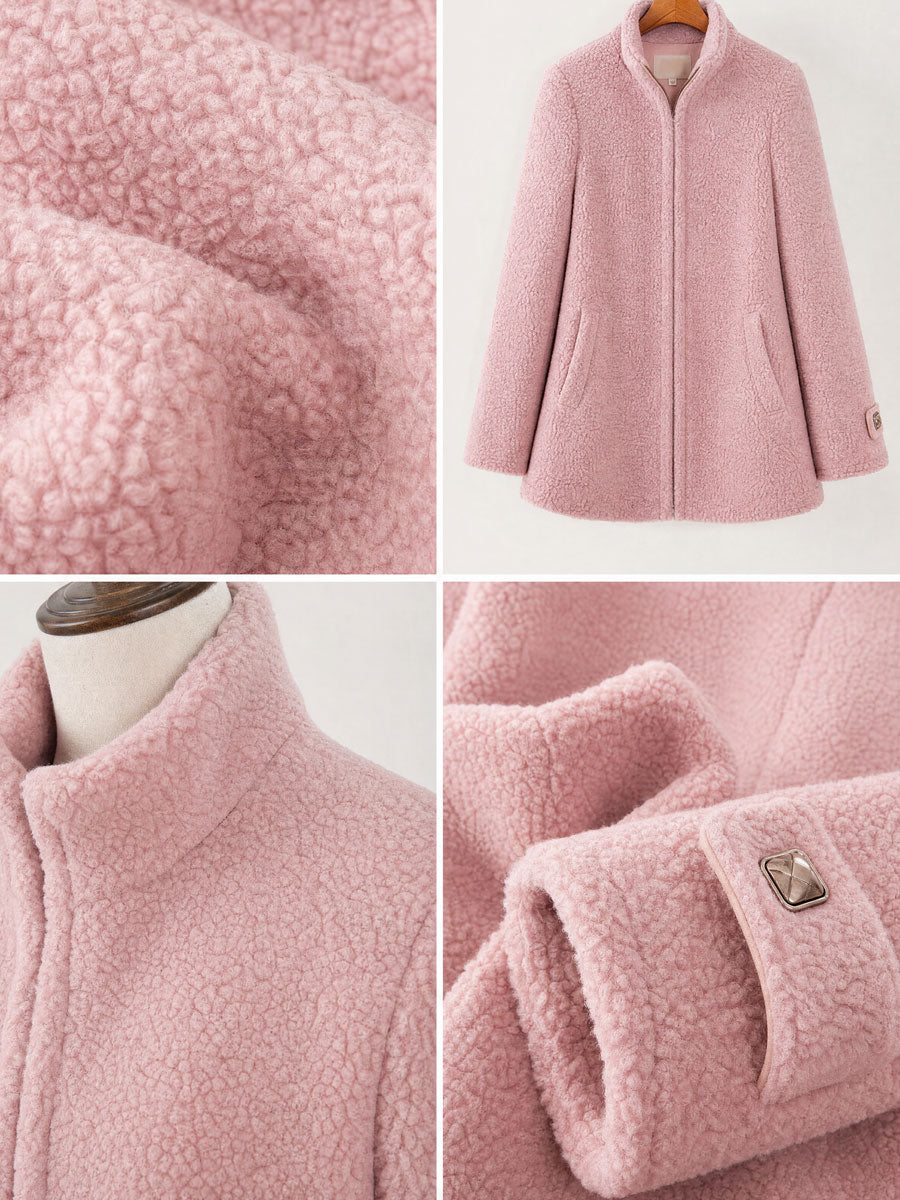 Rosalie | Vintage roze fleece jack met rits