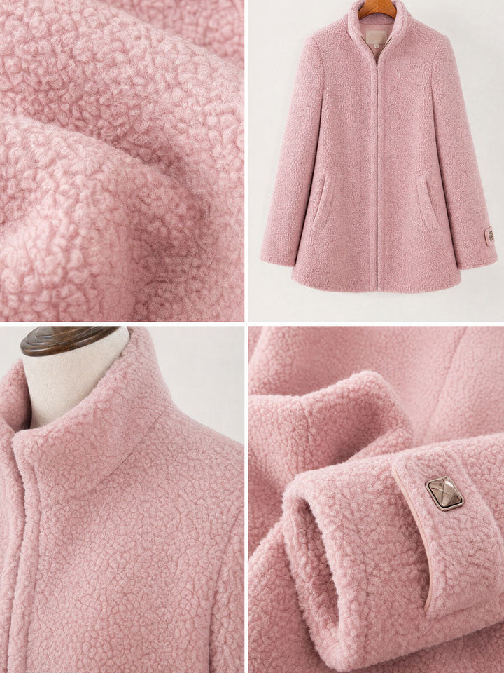 Rosalie | Vintage roze fleece jack met rits