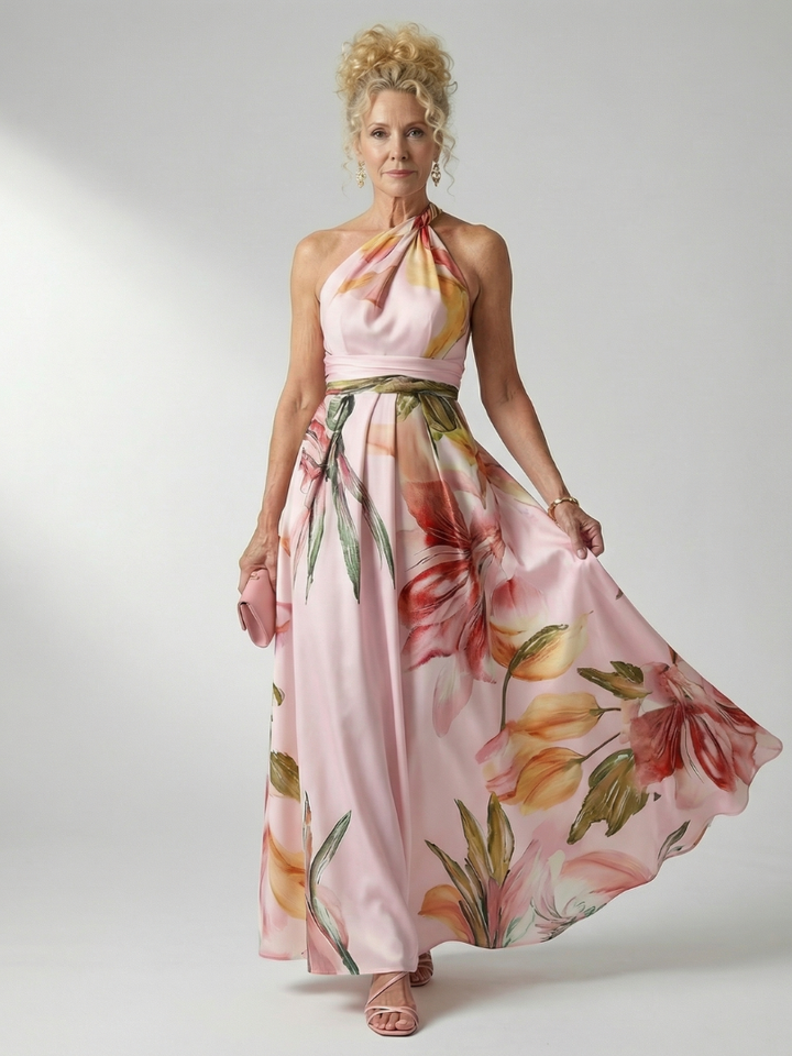 Amiel | Lichte Bloemen Maxi Jurk