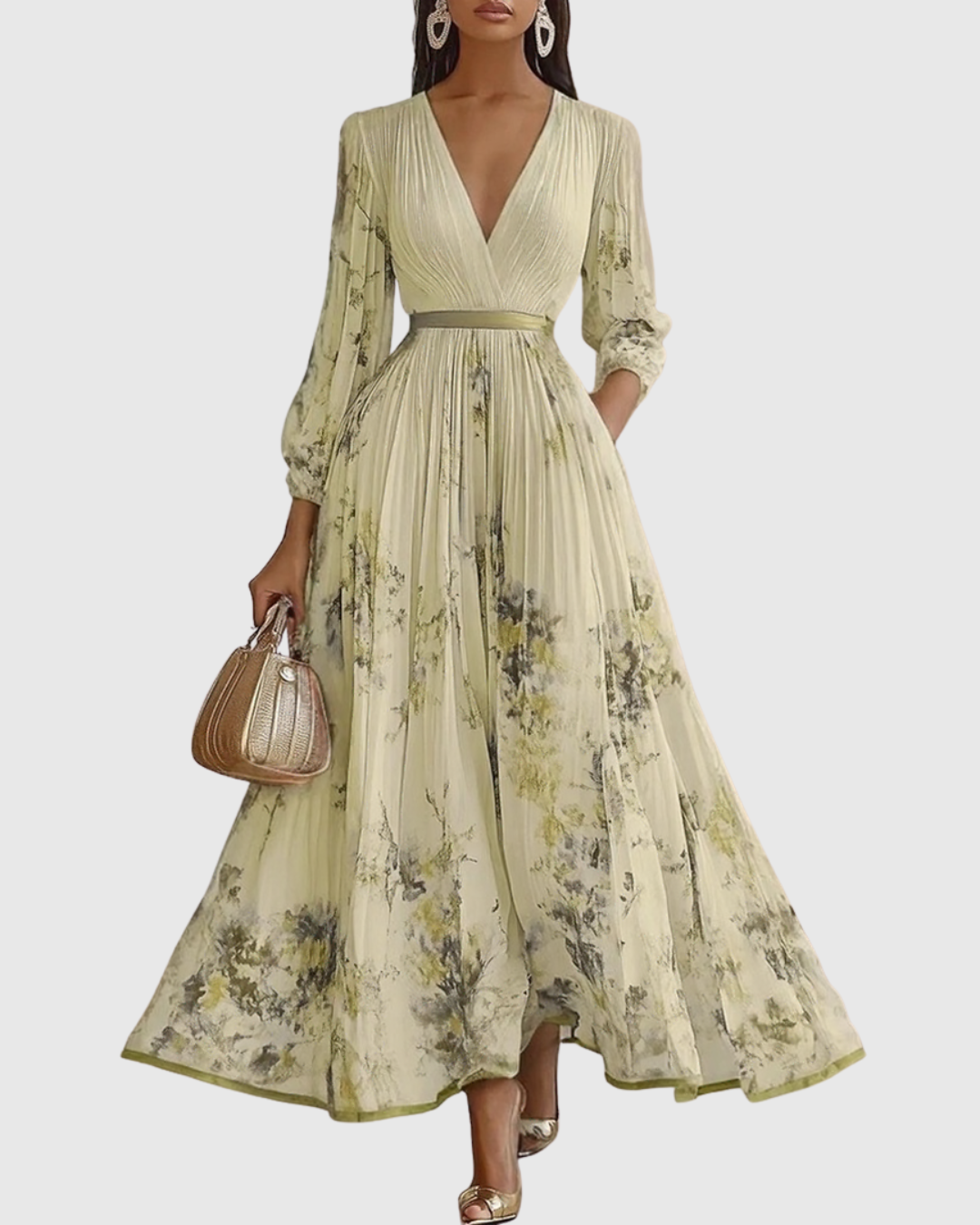 Rowella | Elegante Maxi Plissé Jurk