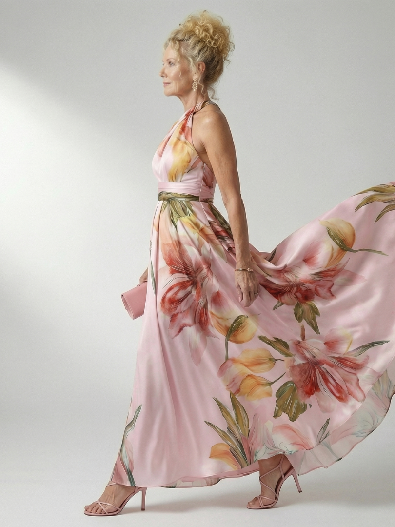 Amiel | Lichte Bloemen Maxi Jurk