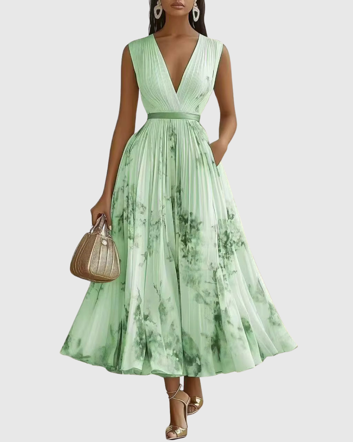 Rowella | Elegante Maxi Plissé Jurk