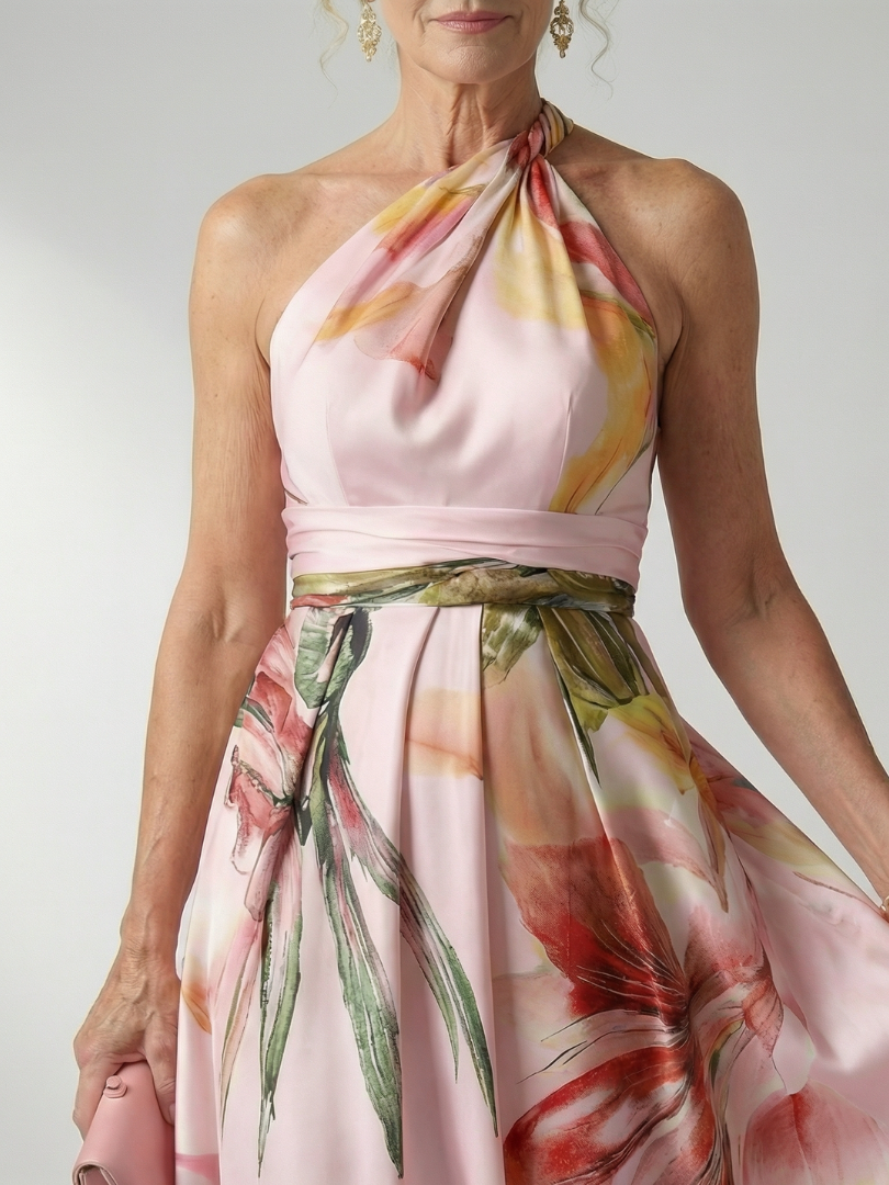 Amiel | Lichte Bloemen Maxi Jurk