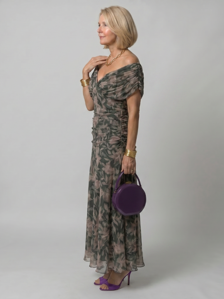 Calen | Off Shoulder Flow Midi Jurk
