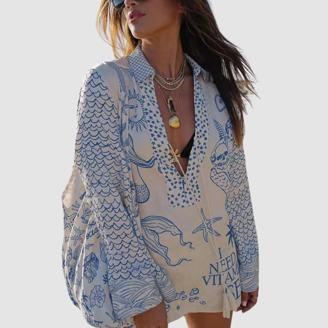 Olivia™ Elegante Twee-delige Set | V-hals Shirt en Elastische Taille Shorts