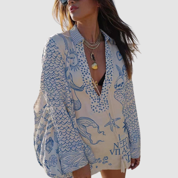 Olivia™ Elegante Twee-delige Set | V-hals Shirt en Elastische Taille Shorts