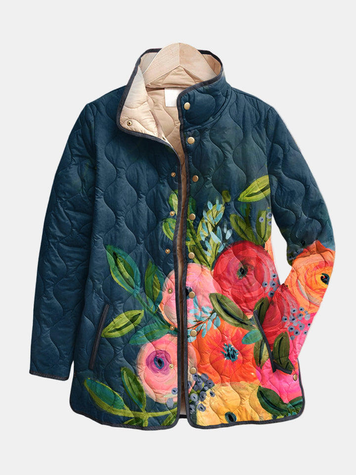 Gevoerd Jasje met Geschilderde Bloemen Camille
