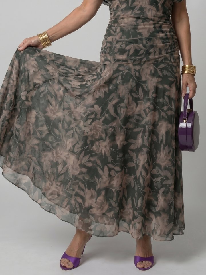 Calen | Off Shoulder Flow Midi Jurk