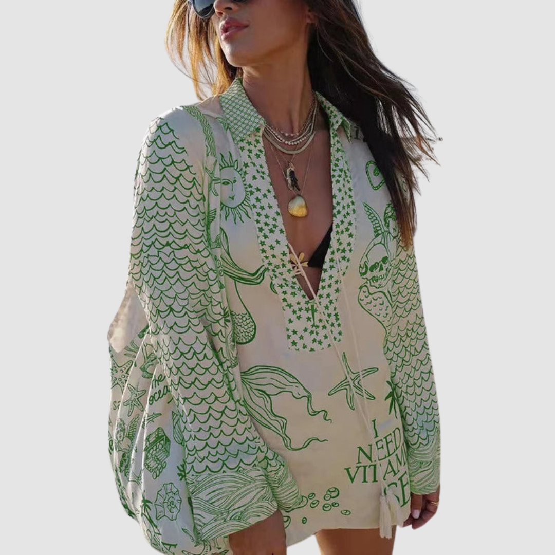 Olivia™ Elegante Twee-delige Set | V-hals Shirt en Elastische Taille Shorts