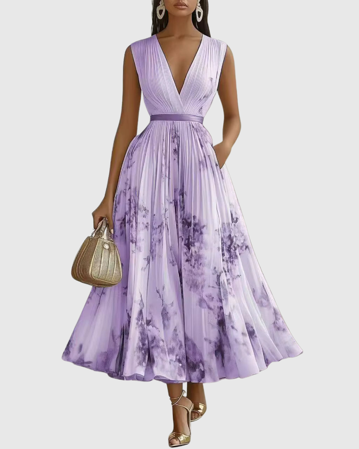Rowella | Elegante Maxi Plissé Jurk