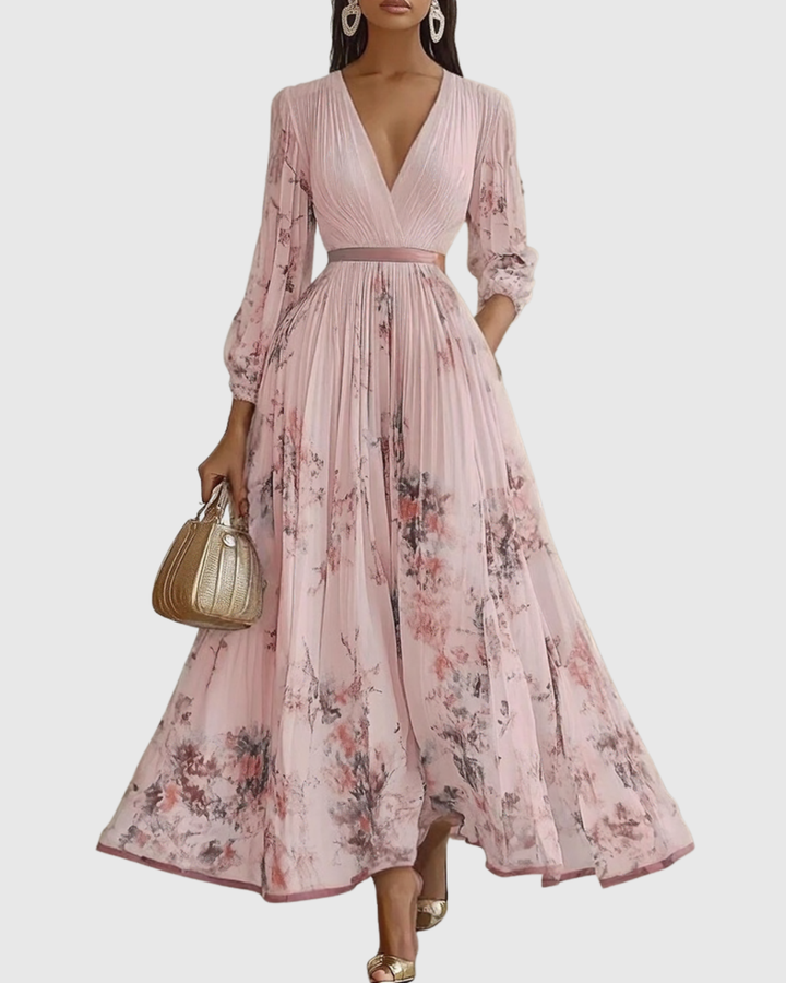 Rowella | Elegante Maxi Plissé Jurk