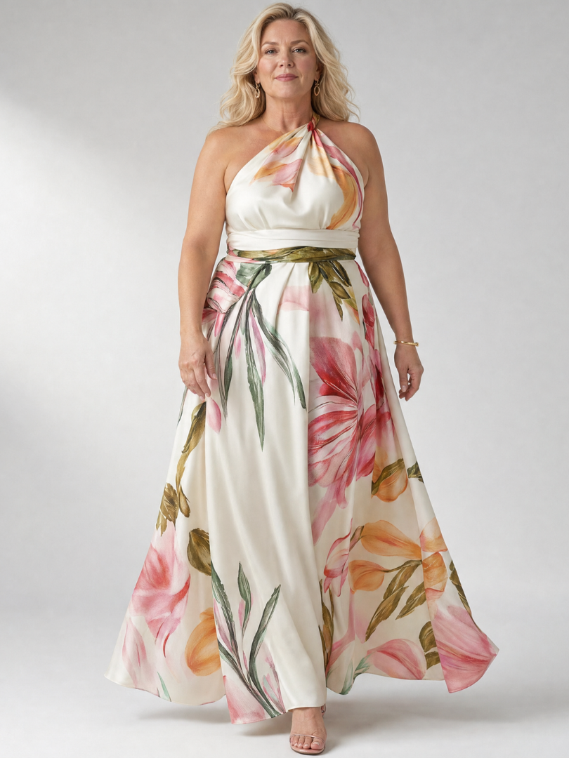 Amiel | Lichte Bloemen Maxi Jurk