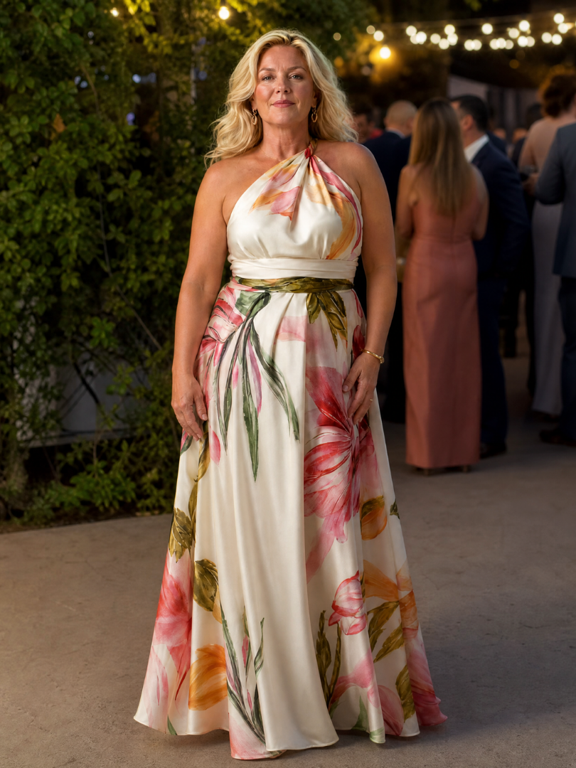 Amiel | Lichte Bloemen Maxi Jurk