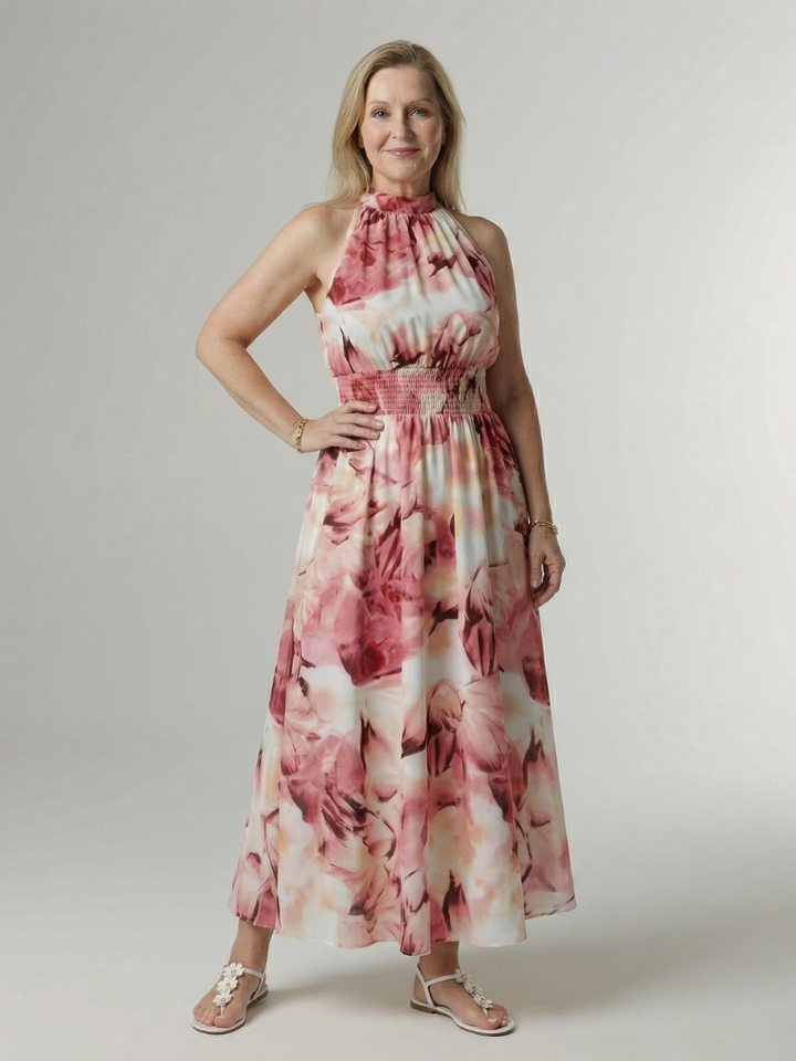 Sylin | Geverfde Halter Midi Jurk