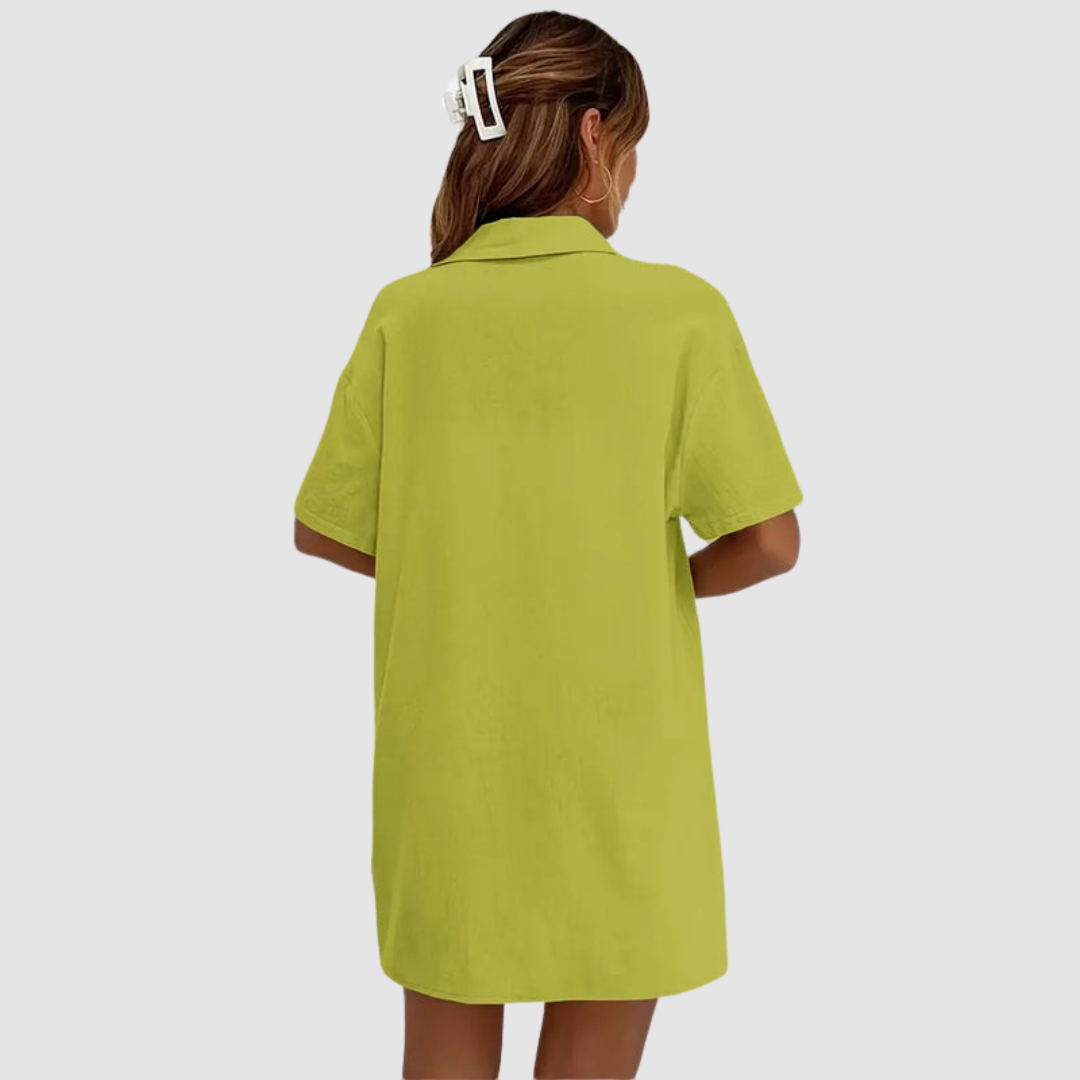 Frances™ Elegante Zomer Twee-delige Set | Korte Mouwen Knop-up Top en Drawstring Shorts