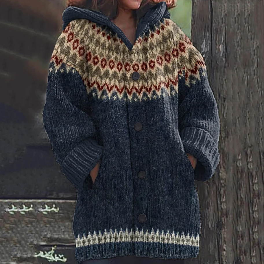 Boukje | Warme Gebreide Vest met Capuchon