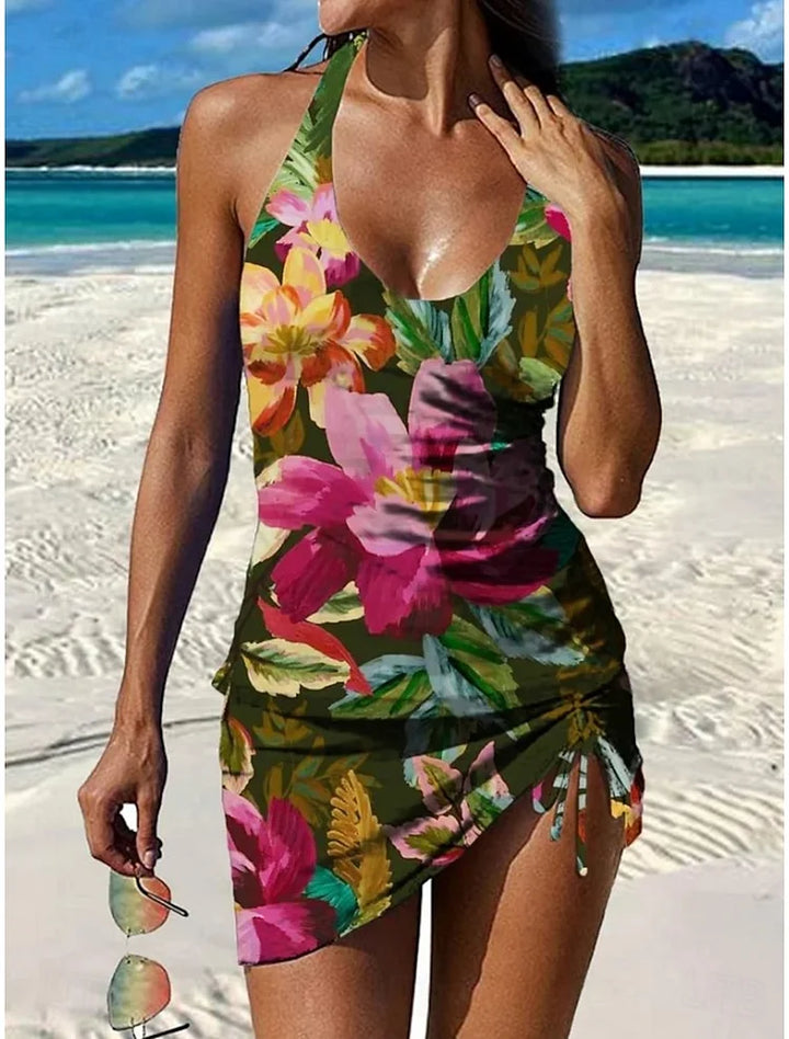 Fiesta | Bloemige tankini-set met grafisch ontwerp dat de buik bedekt