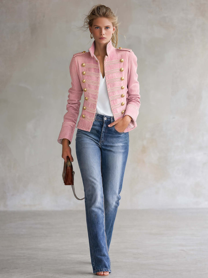 Marion | Militair-stijl jeansjack met gouden knopen