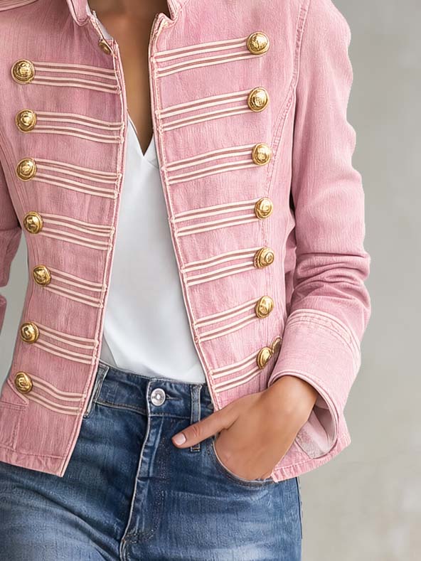 Marion | Militair-stijl jeansjack met gouden knopen