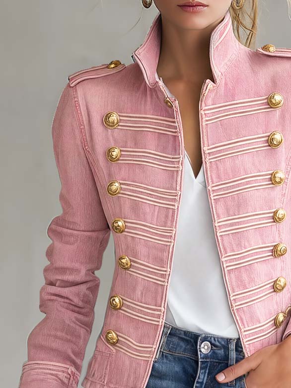 Marion | Militair-stijl jeansjack met gouden knopen