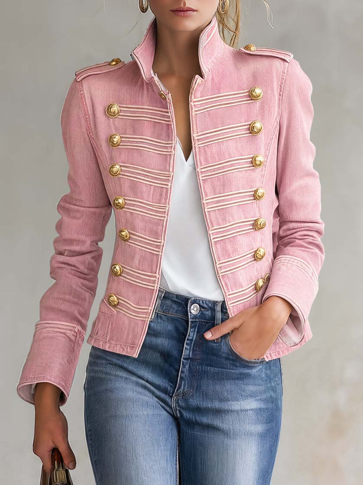 Marion | Militair-stijl jeansjack met gouden knopen