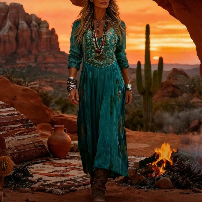 Wilhelmina | Sierlijke Bohemien Maxi-jurk
