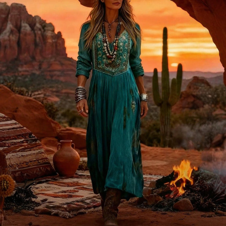Wilhelmina | Sierlijke Bohemien Maxi-jurk