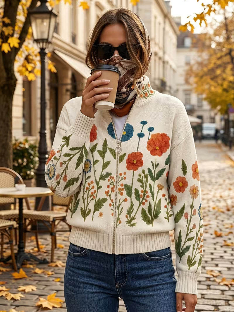 Carolien | Wildflower weide vest met rits