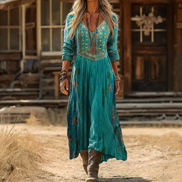 Wilhelmina | Sierlijke Bohemien Maxi-jurk