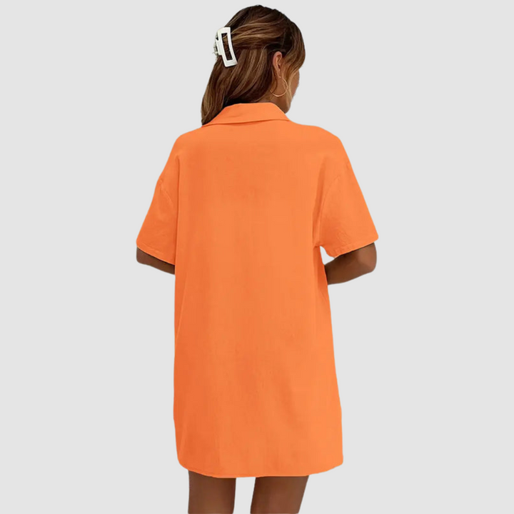 Frances™ Elegante Zomer Twee-delige Set | Korte Mouwen Knop-up Top en Drawstring Shorts