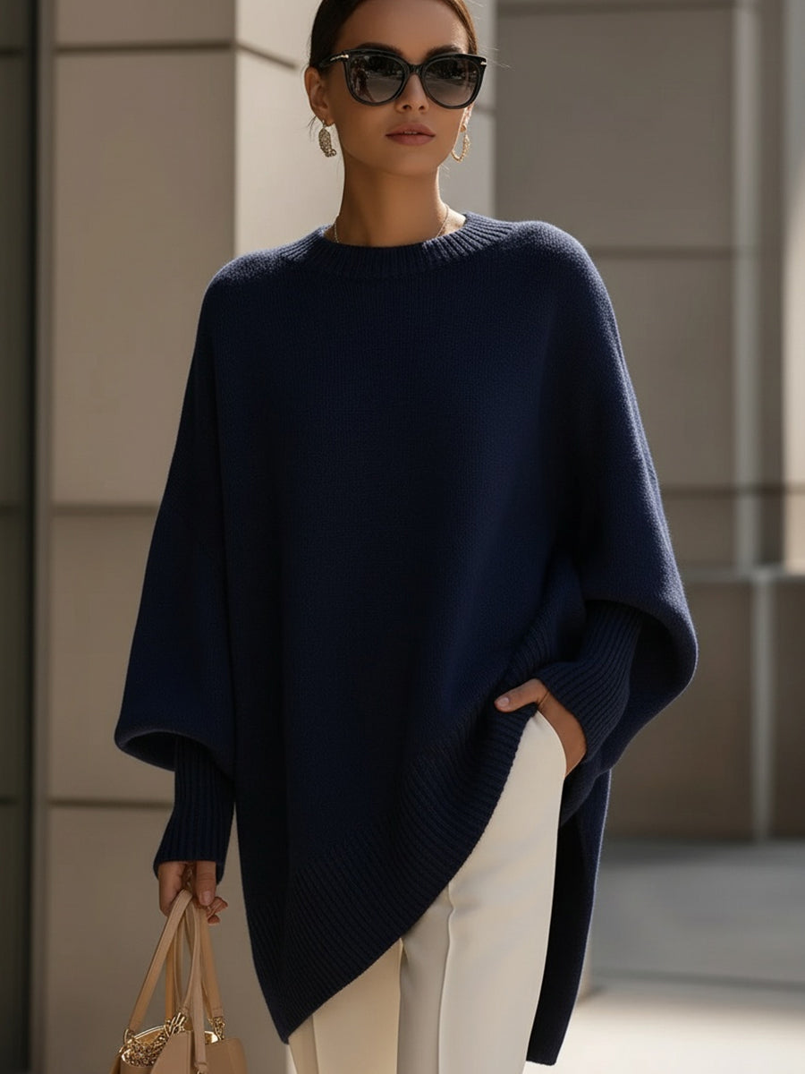 Jennifer | Oversized Trui met Drapering en Wijde Hals