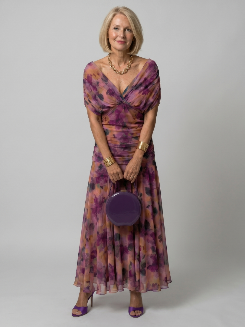 Calen | Off Shoulder Flow Midi Jurk
