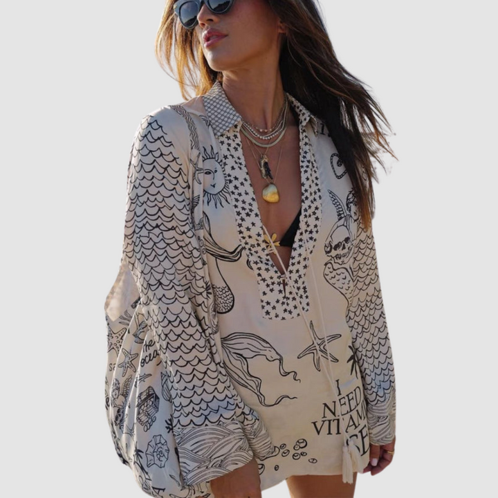 Olivia™ Elegante Twee-delige Set | V-hals Shirt en Elastische Taille Shorts