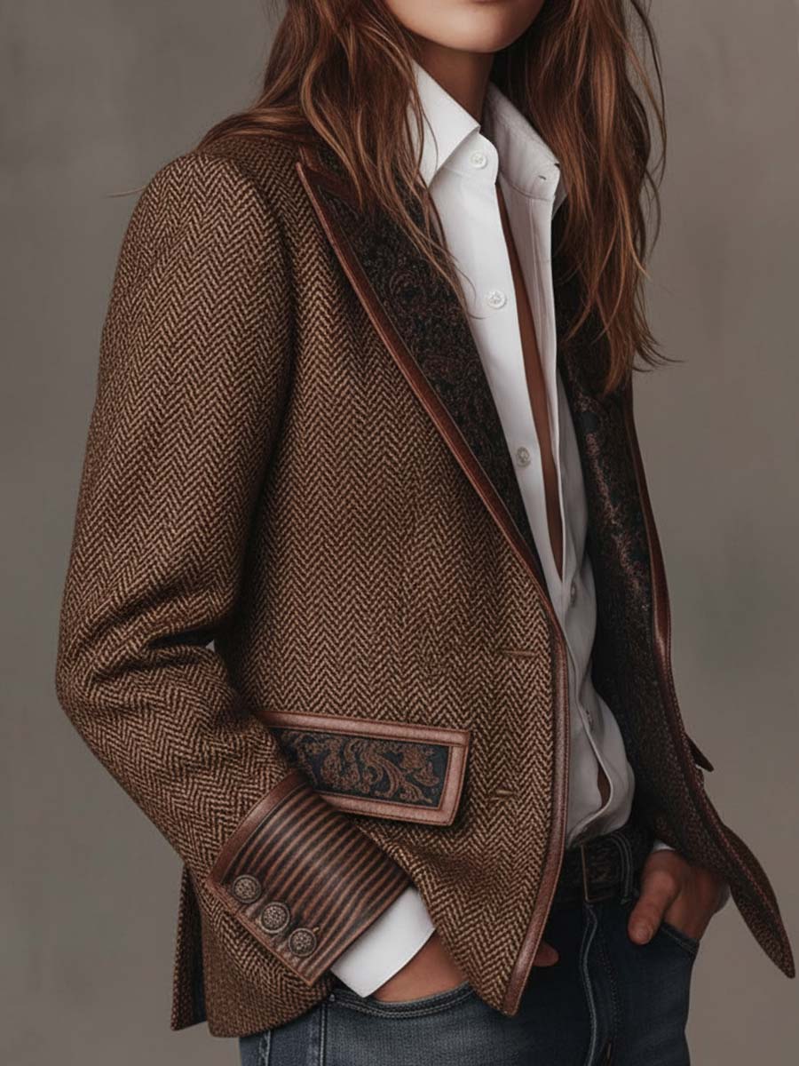 Gisèle | Blazer met Geprinte Chevron-inzetten
