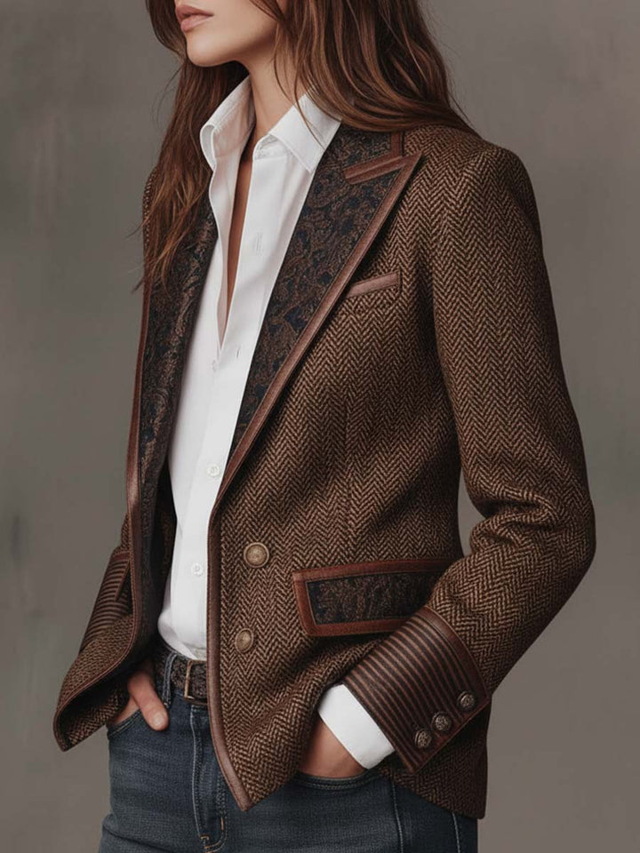Gisèle | Blazer met Geprinte Chevron-inzetten