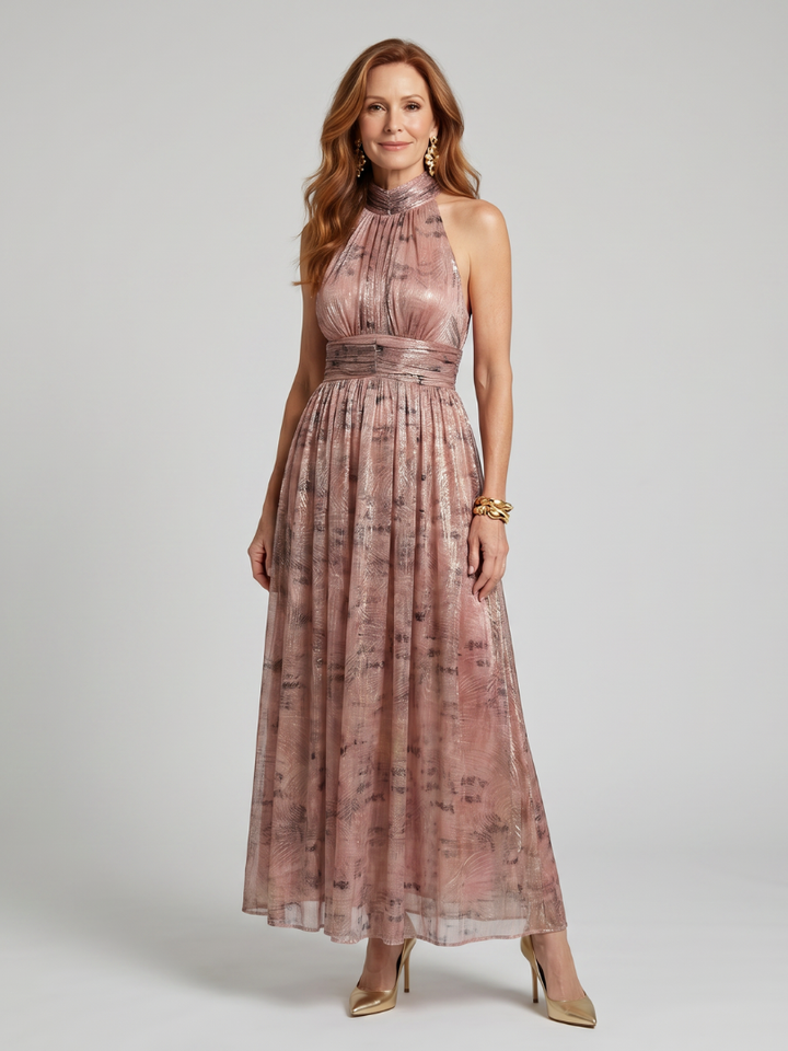 Imogen | Textured Finish Mouwloze Midi-jurk