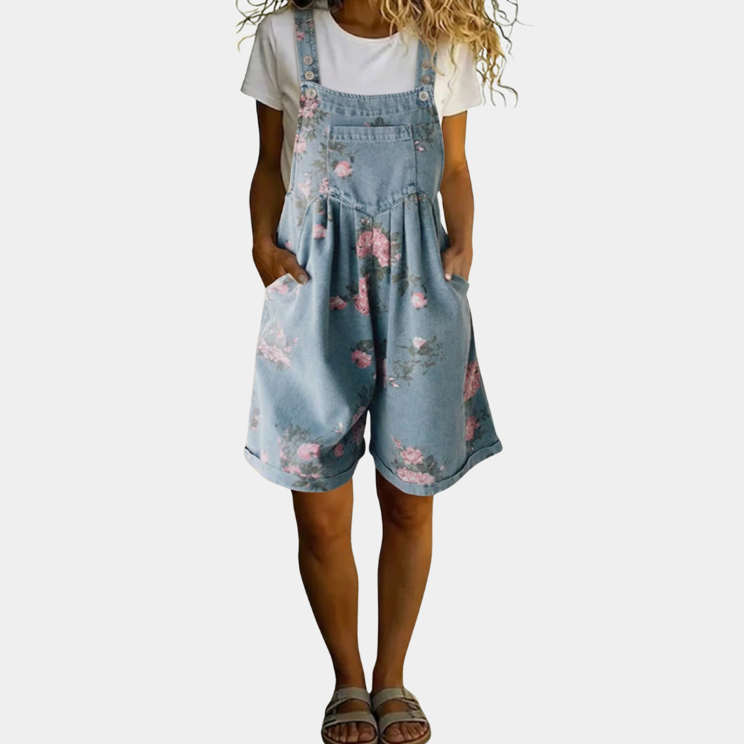 Adriana - Mono met bloemenprint en een zachte, vintage denimlook